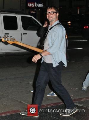 Members of Maroon 5 on the set of their upcoming music video “Never Gonna Leave This Bed” Los Angeles, California...