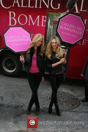 Candice Swanepoel and Erin Heatherton Victoria's Secrets Bombshells answer Valentine's Day Questions on Bing Video - Photocall. New York City....