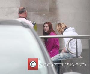 Karen Gillan  on the set of the BBC sci-fi series Doctor Who filming on location at Temple of Peace...