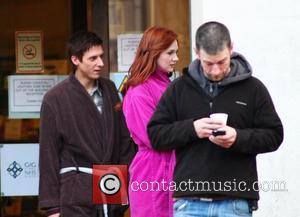 Arthur Darvill and Karen Gillan  on the set of the BBC sci-fi series Doctor Who filming on location at...