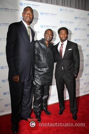 Mutombo, Youssou N'Dour and 50 Cent, real name Curtis Jackson  Every Woman Every Child MDG Reception at the Grand...