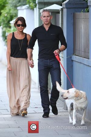 Gary Lineker and wife Danielle Lineker aka Danielle Bux with their Dog out and about in west London  London,...