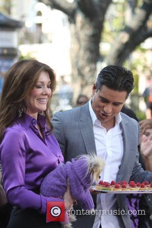 Lisa Vanderpump at The Grove filming an appearance with Mario Lopez for the entertainment news programme 'Extra' Los Angeles, California...