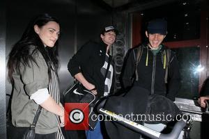 Katie McGrath, Bradley James and Colin Morgan The stars of international smash hit BBC television show Merlin arrive at LAX...
