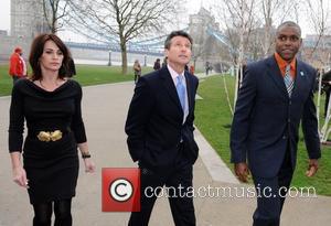 Carl Lewis, Lord Sebastian Coe, Nadia Comaneci Olympic 2012 Tickets launch photocall held at Potters Field Park London, England -...