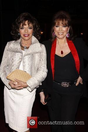 Joan Collins and Jackie Collins Real Divas meet Broadway Divas backstage at the musical 'Priscilla: Queen of the Desert' at...