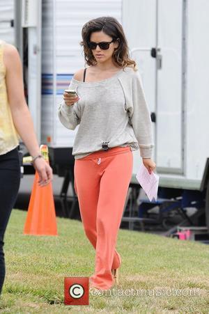 A glum-looking Rachel Bilson arriving to shoot scenes for 'The To Do List' wearing orange sweatpamts Calabasas, California - 14.07.11