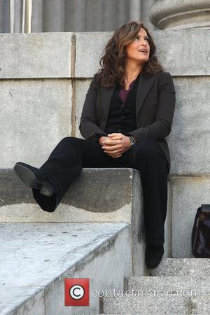 Mariska Hargitay on the set of her TV show 'Law & Order: Special Victims Unit' shooting on location in Manhattan...