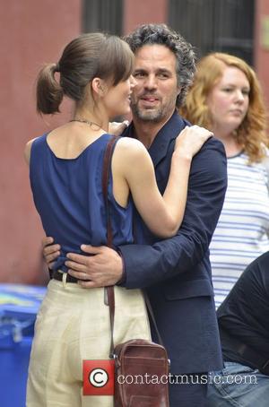 Keira Knightley and Mark Ruffalo  on the set of new movie 'Can A Song Save Your Life?' New York...