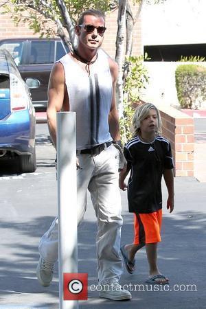 Gavin Rossdale and son Kingston Rossdale arrive at an office building in Sherman Oaks with his wife and son Los...