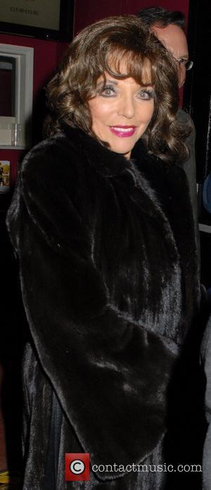 Joan Collins  wearing a fur coat at the Leicester Square Theatre for her 'One Night With Joan' show London,...