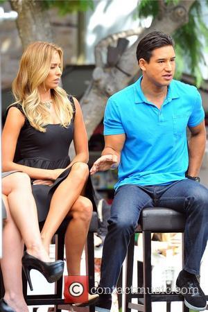 Mario Lopez and Renee Bargh  seen on the set of 'Extra' at the Grove Los Angeles, California - 26.09.12