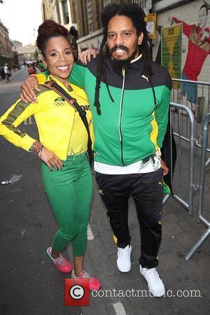 Cedella Marley and Rohan Marley at Puma Yard to watch the Men's 200m on Day 13 of the London 2012...