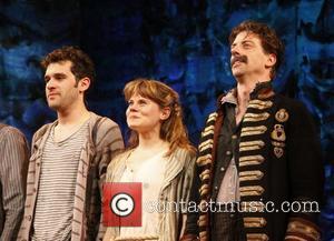 Adam Chanler-Berat, Celia Keenan-Bolger and Christian Borle Christian Borle's last performance as Black Stache in the Broadway play 'Peter and...