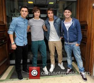 Jamie (JJ) Hamblett, George Shelley, Josh Cuthbert and Jaymi Hensley of Union J 'The X Factor' final contestants outside the...