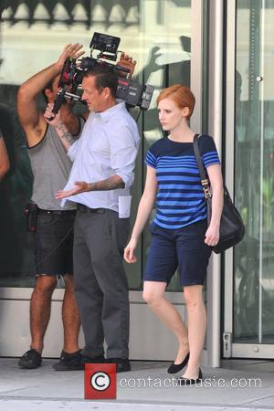 Jessica Chastain shoots scenes for 'The Disappearance of Eleanor Rigby: Hers ' in Manhattan New York City, USA - 06.08.12