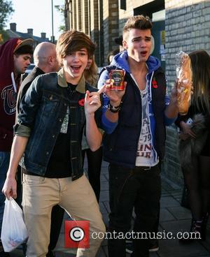 George Shelley and Josh Cuthbert of Union J 'The X Factor' contestants arrive at the rehearsal studios London, England -...