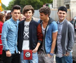 Jamie Hamblett, George Shelley, Josh Cuthbert and Jaymi Hensley of Union J X Factor contestants arrive at rehearsal studios ahead...