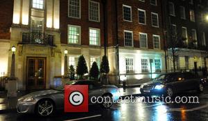 Justin Bieber's limousine parked with it's headlamps on outside the London Clinic Hospital in Marylebone where he was admitted after...