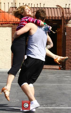 Dorothy Hamill and Tristan MacManus - Dorothy Hamill and partner Tristan MacManus practice some dance moves outside the 'Dancing with...