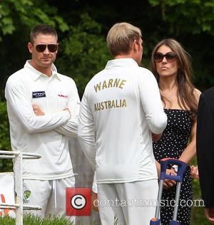 Elizabeth Hurley, Shane Warne and Michael Clarke - Elizabeth Hurley and Shane Warne host a cricket match between an Australian...