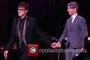 Stephen Trask and John Cameron Mitchell - Opening night curtain call for Hedwig and the Angry Inch at the Belasco...