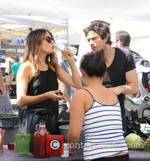 Nikki Reed and Ian Somerhalder - Nikki Reed and Ian Somerhalder sample some probiotics at the Farmers Market - Los...