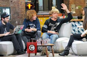 Michael Schulte and Samu Haber - Samu Haber of Sunrise Avenue drops by 'Joiz - Dein Social TV' at Postbahnhof...