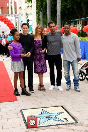 Quvenzhane Wallis, Will Gluck, Cameron Diaz, Bobby Cannavale and Jamie Foxx - Shots from the Annie Miami Walk Of Fame...