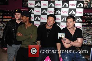 Blue, Antony Costa, Simon Webbe, Duncan James and Lee Ryan - Blue sign copies of their new album 'Colours' at...