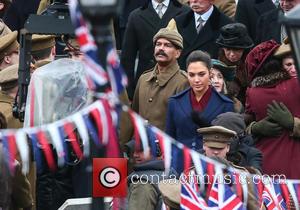 Gal Gadot - Gal Gadot and Lucy Davis film a scene for the movie 'Wonder Woman' in Trafalgar Square at...
