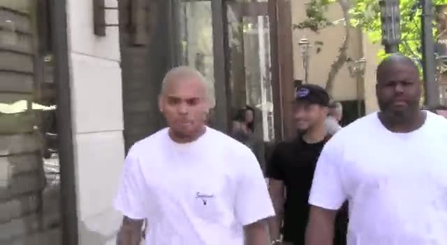 Chris Brown and friends go shopping at the Grove