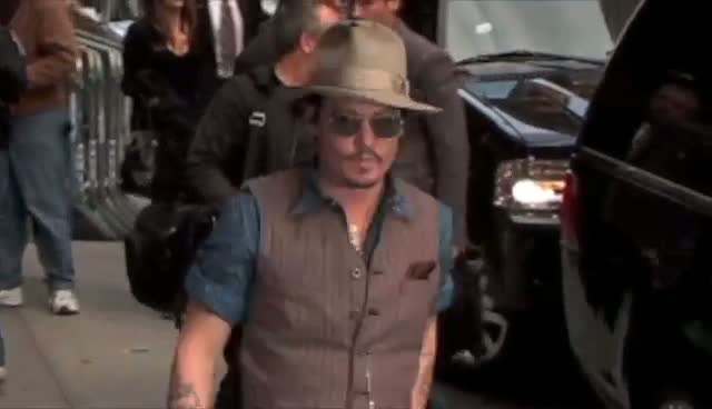Johnny Depp Stands For Photos Outside Ed Sullivan Theater