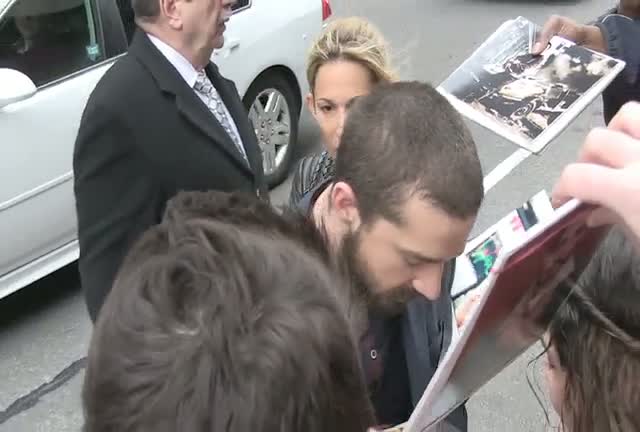 Shia LaBeouf Wears Foot Injury Support As He Arrives At The David Letterman Studios